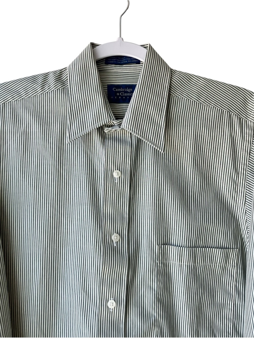 Cambridge Classics Single Needle Tailoring Striped Dress Shirt Men 14.5 32/33 Md